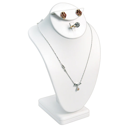 Combination Neckforms — 10" H — White Faux Leather