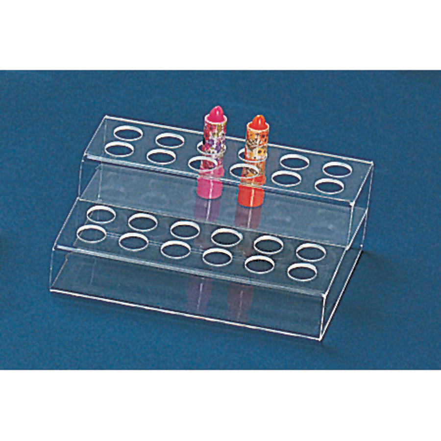 Lipstick Displays — Holds 2 Dozen, Round Hole — 8 x 5 1/2 x 2 7/8" H — Clear
