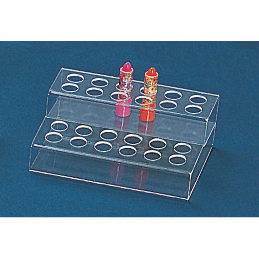 Lipstick Displays — Holds 2 Dozen, Round Hole — 8 x 5 1/2 x 2 7/8" H — Clear