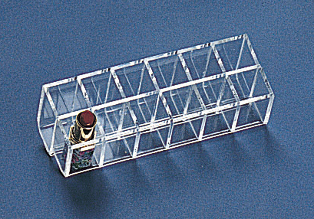 Lipstick Displays — Holds 1 Dozen, Slanted — 6 3/4 x 2 3/8 x 2 5/8" H — Clear