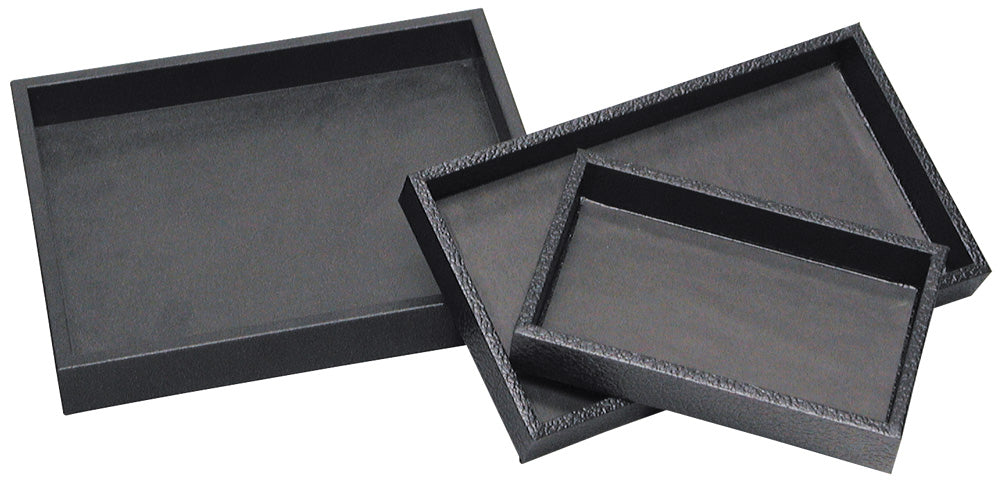 Standard Utility Textured Leatherette Trays — 8 1/4 x 7 1/4 x 1" (21 x 18 x 2.5cm) — Black