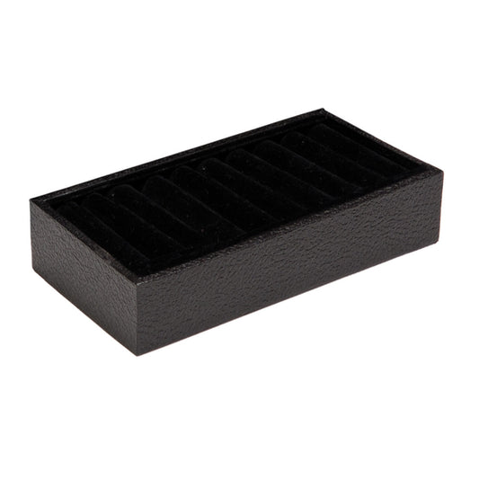 Slotted Tray — 21 Slot — 14 3/4 x 4 1/4 x 1 1/2" H — Black Velvet w/ Black Leatherette