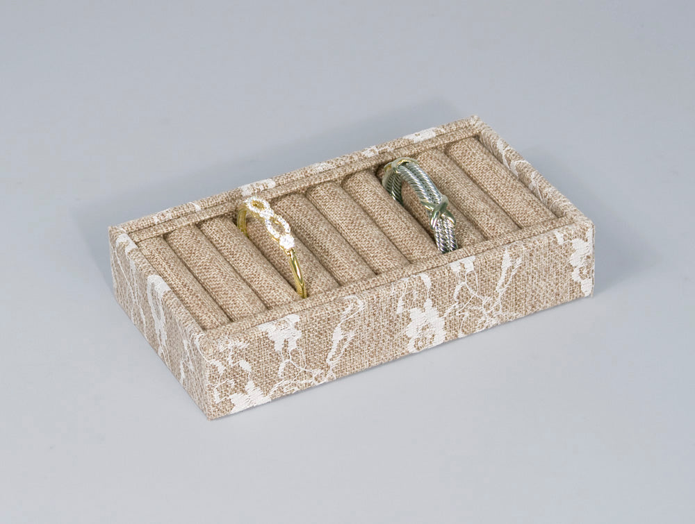 Slotted Tray — 9 Slot — 7 1/2 x 4 1/4 x 1 3/8" H — Burlap w/ Lace
