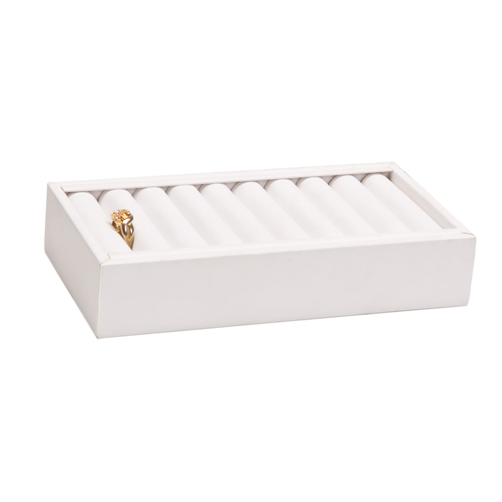 Slotted Tray — 9 Slot — 7 1/2 x 4 1/4 x 1 3/8" H — White Faux Leather
