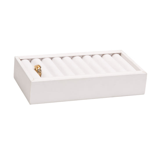 Slotted Tray — 9 Slot — 7 1/2 x 4 1/4 x 1 3/8" H — White Faux Leather