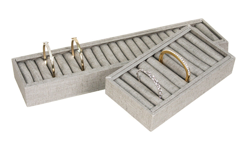 Slotted Tray — 21 Slot — 14 3/4 x 4 1/4 x 1 1/2" H — Grey Linen