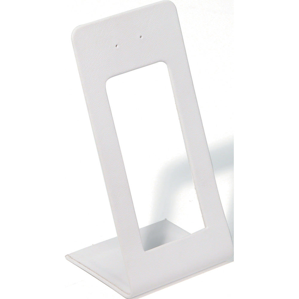 Earring Frame Display — Small Frame, L-Base — 2 3/8 x 2 x 4 1/2" H (1 pr) — White Faux Leather