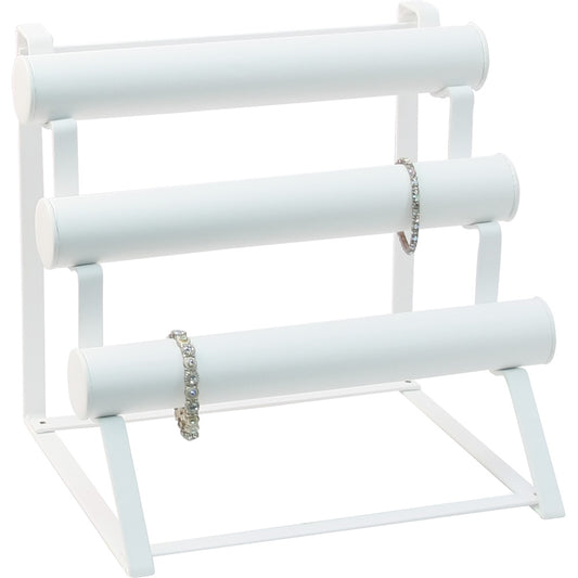 Multi-Bar Display For Travel — White Faux Leather