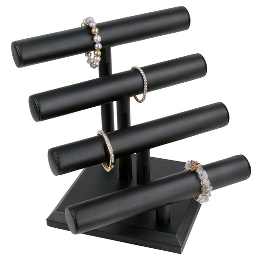 Round Shape Multi-T-Bar — 12 x 11 1/2" H — Black Faux Leather