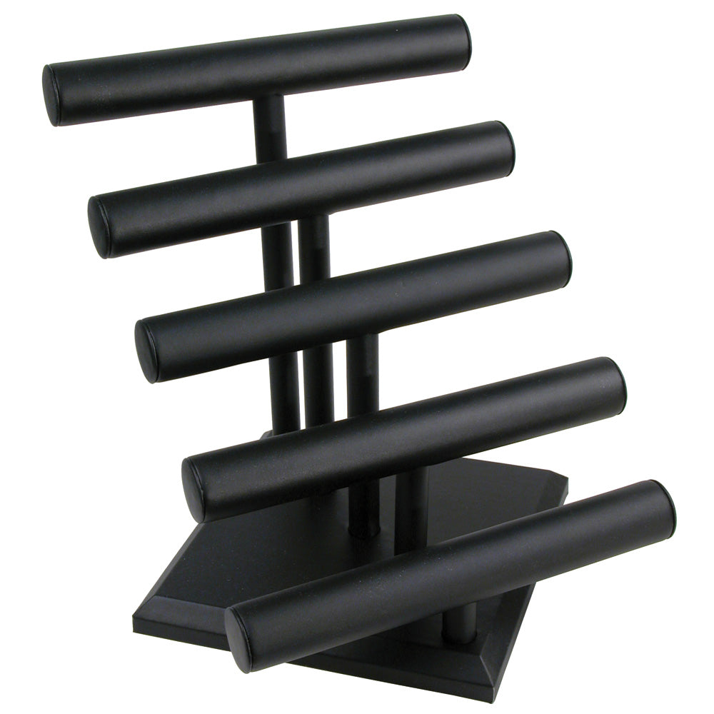 Round Shape Multi-T-Bar — 12 x 13 3/4" H (305 x 349mm) — Black Faux Leather