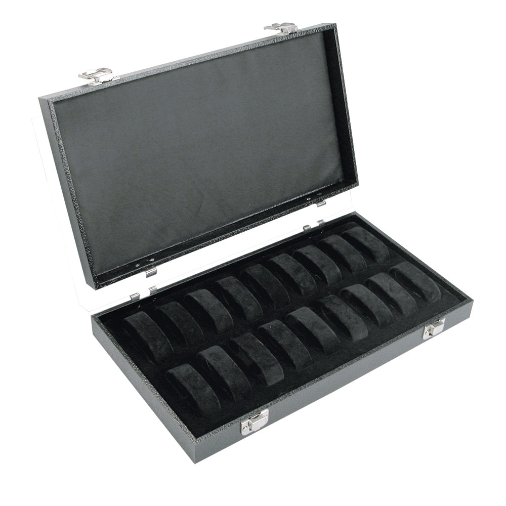 Watch Cases with 18 Collars — Removable Lid — Black