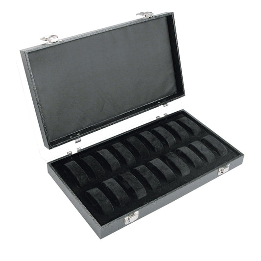 Watch Cases with 18 Collars — Removable Lid — Black