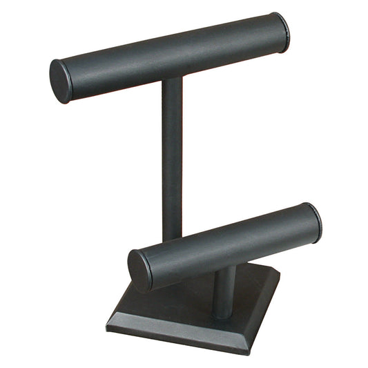 Round Shape Double & Triple T-Bar — F — Double, 10 1/8 x 8 1/4" H (255 x 210mm) — Black Faux Leather