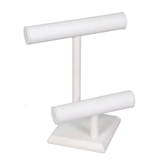 Round Shape Double & Triple T-Bar — F — Double, 10 1/8 x 8 1/4" H (255 x 210mm) — White Faux Leather