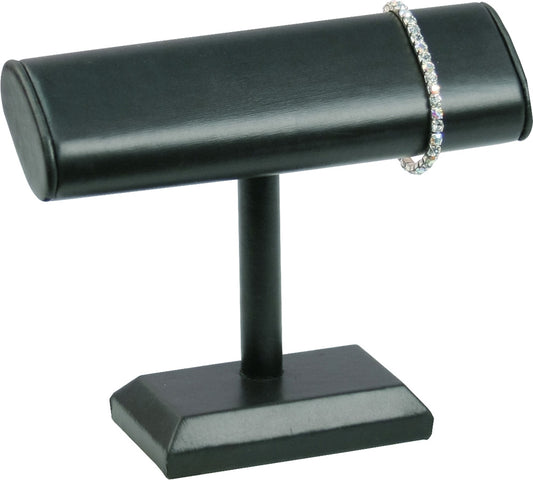 Oval Shape T-Bar — A — 7 1/2 x 6 1/2" H — Black Faux Leather