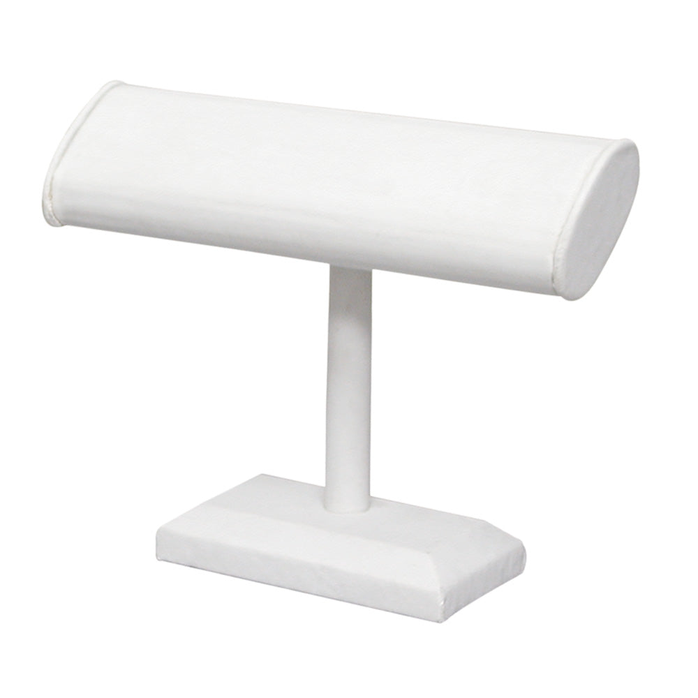 Oval Shape T-Bar — A — 7 1/2 x 6 1/2" H — White Faux Leather