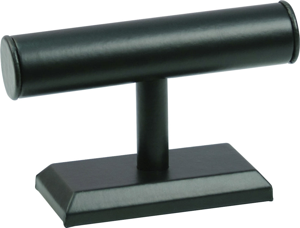 Round Shape Single T-Bar — A — 7 1/2 x 5" H (190 x 127mm) — Black Faux Leather