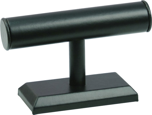 Round Shape Single T-Bar — A — 7 1/2 x 5" H — Black Faux Leather