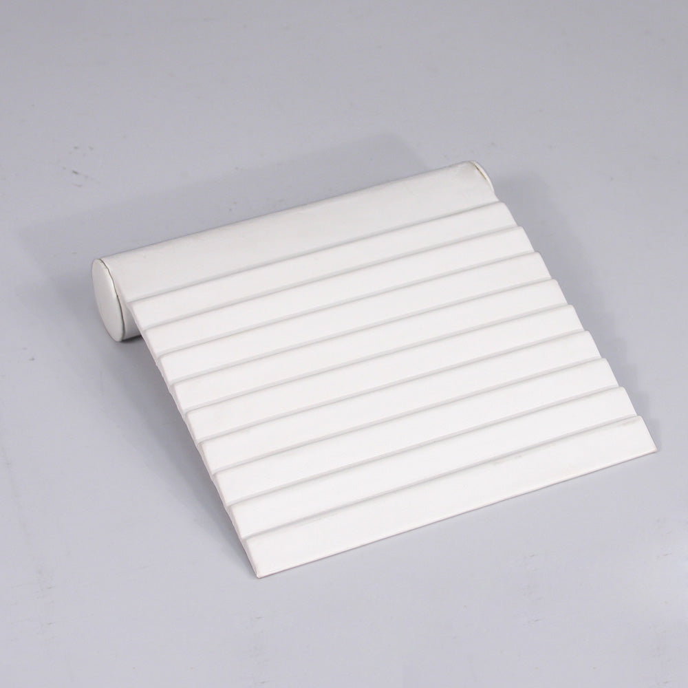 Slotted Bracelet Ramp — 9 Slot — 8 x 8 3/4 x 1 3/4" H — White Faux Leather