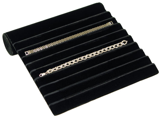Slotted Bracelet Ramp — 9 Slot — 8 x 8 3/4 x 1 3/4" H — Black Velvet