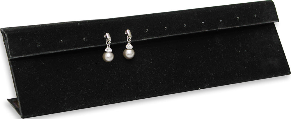Earring Display Stand — 10 x 1 3/4 x 2 3/4" H — up to 6 pr — Black Velvet