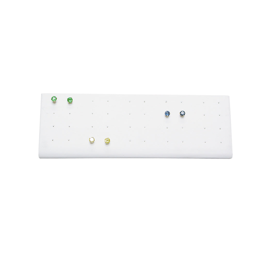 Multi-Earring Display Stand — White Faux Leather