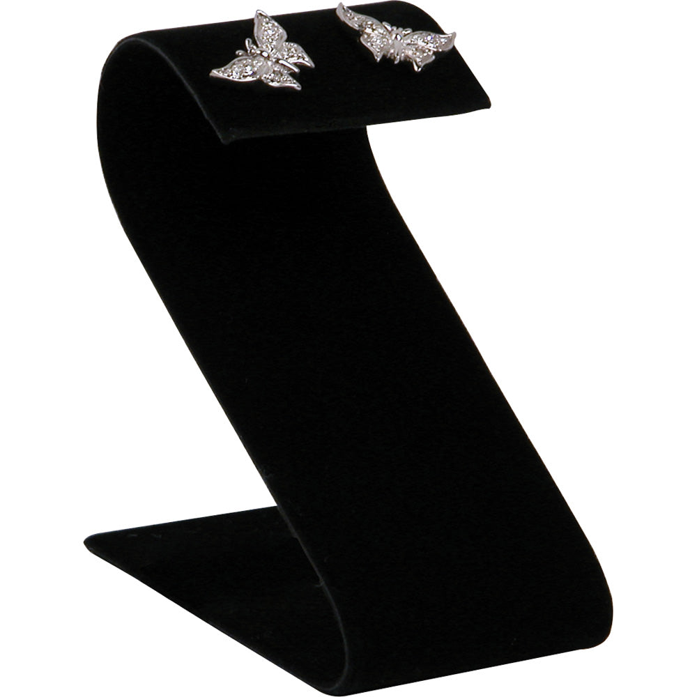 Curved Top Earring Display Ramp & Stand — 1 1/2 x 2 1/8 x 3 1/2" H — 1 pr — Black Velvet