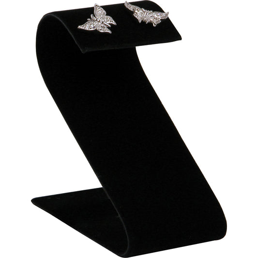 Curved Top Earring Display Ramp & Stand — 1 1/2 x 2 1/8 x 3 1/2" H — 1 pr — Black Velvet