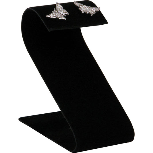 Curved Top Earring Stand — 2 x 1 1/2 x 2 1/2" — Black Velvet