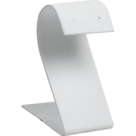 Curved Top Earring Display Ramp & Stand — 1 1/2 x 2 1/8 x 3 1/2" H — 1 pr — White Faux Leather