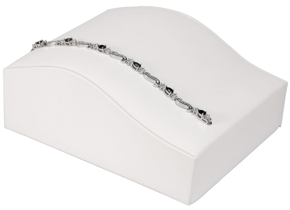 Contour Bracelet Display — 5 1/8 x 6 1/8 x 2 1/2" H (130 x 156 x 63mm) — White Faux Leather