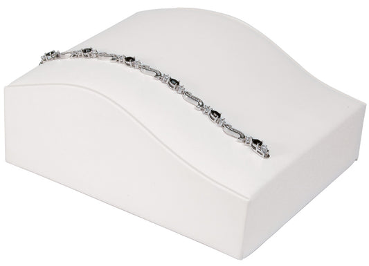 Contour Bracelet Display — 5 1/8 x 6 1/8 x 2 1/2" H — White Faux Leather