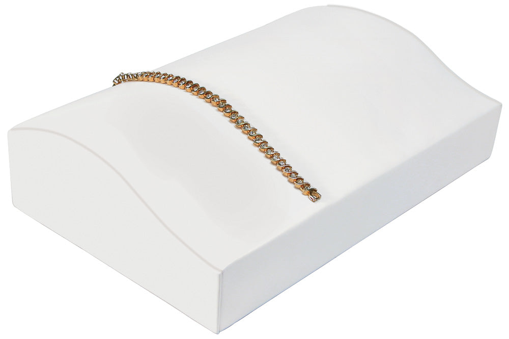 Contour Bracelet Display — 10 x 6 1/8 x 2 1/2" H (254 x 156 x 63mm) — White Faux Leather