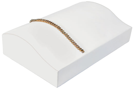 Contour Bracelet Display — 10 x 6 1/8 x 2 1/2" H — White Faux Leather