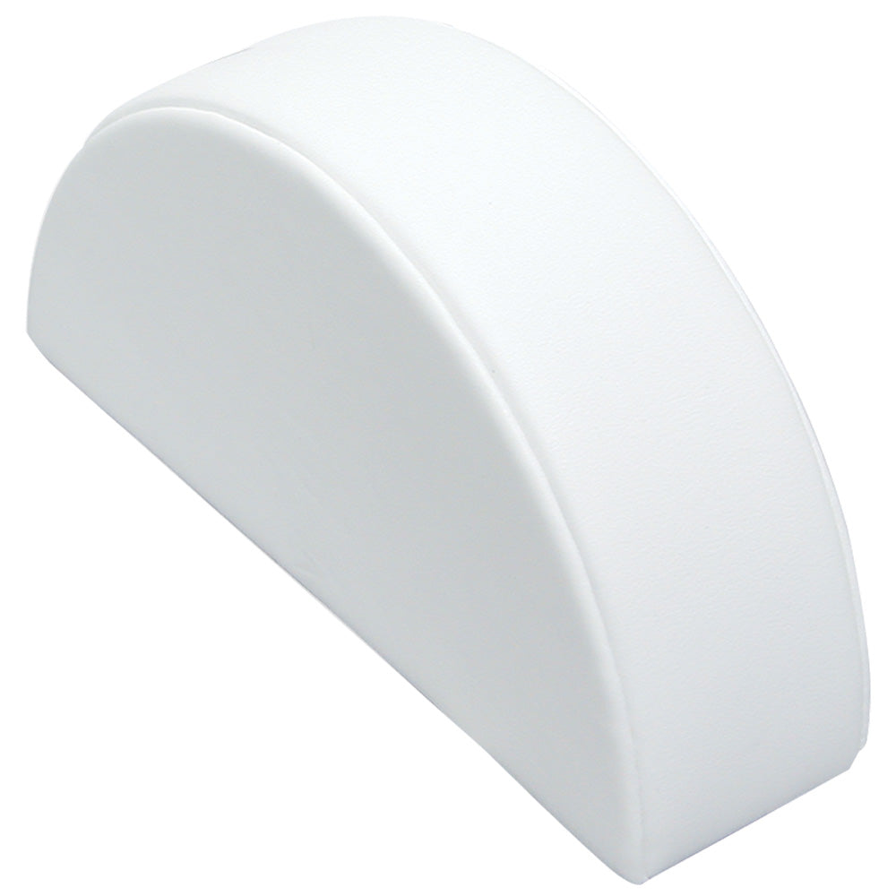 Half Moon Bracelet Display — 8 1/4 x 5 x 2 1/2" H — White Faux Leather