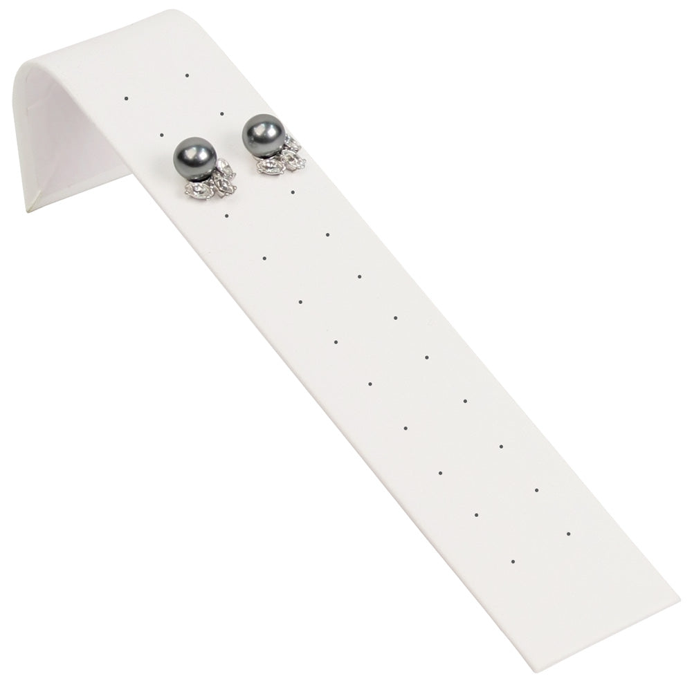 Curved Top Earring Display Ramp & Stand — 1 5/8 x 8 x 2" H — up to 12 pr — White Faux Leather