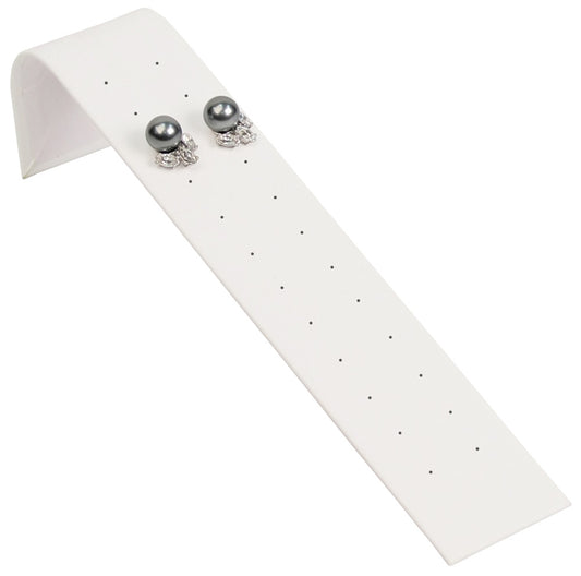 Curved Top Earring Display Ramp & Stand — 1 5/8 x 8 x 2" H — up to 12 pr — White Faux Leather