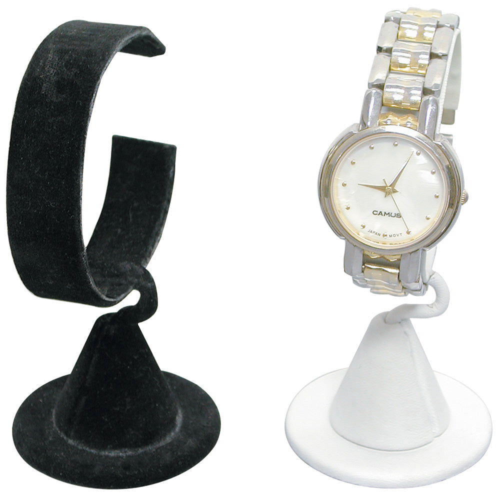 Vertical Watch Display Stand — White Faux Leather