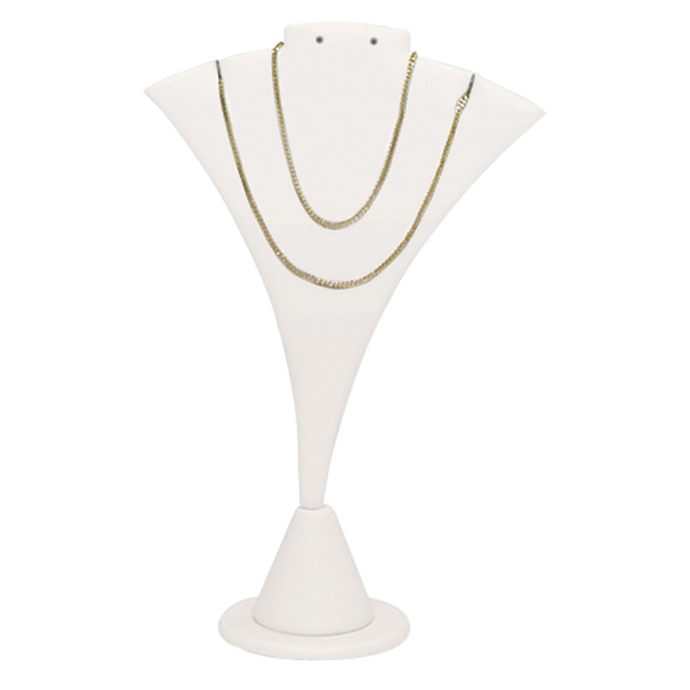 Tip Resistant Base Stand — 4 x 2 x 5 3/4" H — White Faux Leather