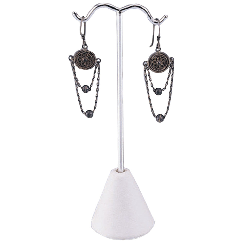 Earring Hook Stand — White Faux Leather Base