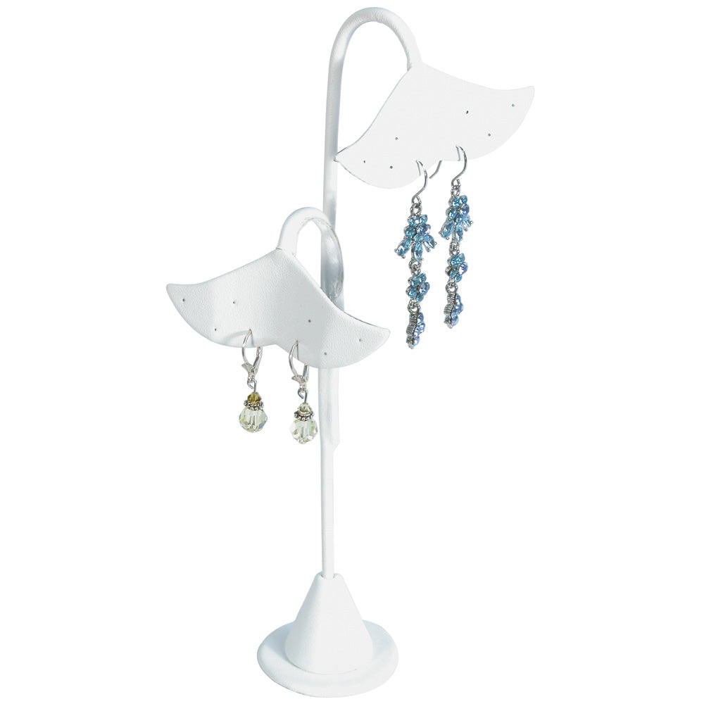 Earring Stand w/ Tip Resistant Base — Ginko — 8 5/8" H (220mm) — White Faux Leather