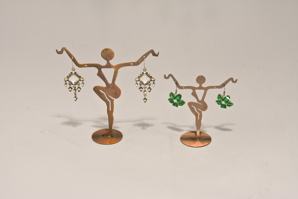 Mini Metal Earring Display — Small Dancer — 3 3/8 x 3 1/4" H — Copper