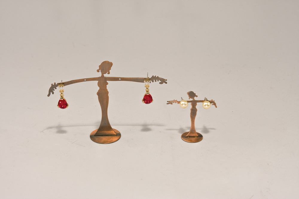 Mini Metal Earring Display — Small Lady — 2 3/8 x 2 1/2" H — Copper
