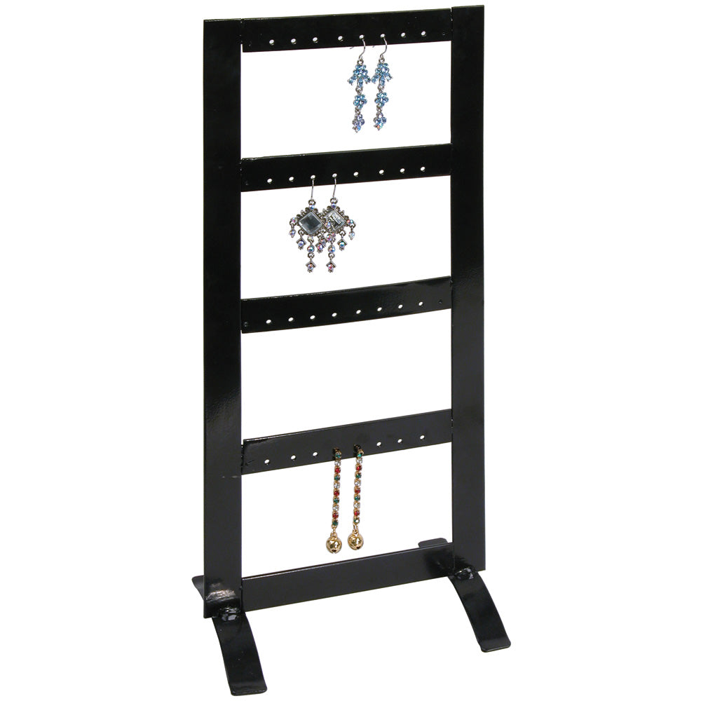Metal Earring Bar Displays — 20 Pr — 6 1/4 x 4 x 14 3/8" H — Black