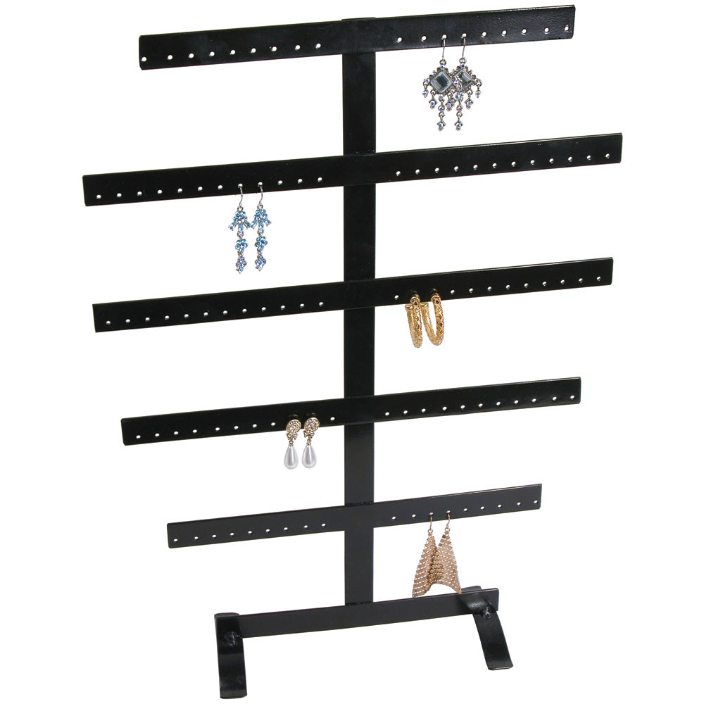 Metal Earring Bar Displays — 50 Pr, 5-Bar — 13 x 4 x 17 5/8" H — Black
