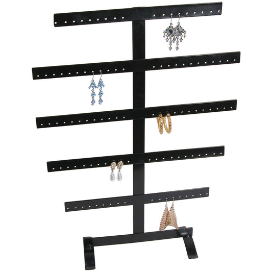 Metal Earring Bar Displays — 50 Pr, 5-Bar — 13 x 4 x 17 5/8" H — Black