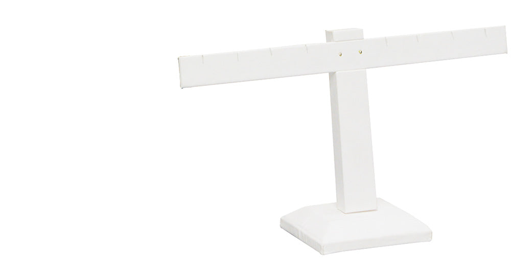 Earring Bar Display Rack — 10 1/4 x 8 1/2" H — 12 pr — White Leather