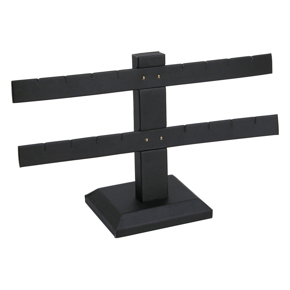Earring Bar Display Rack — 10 1/4 x 6 1/2" H — 8 pr — Black Leather