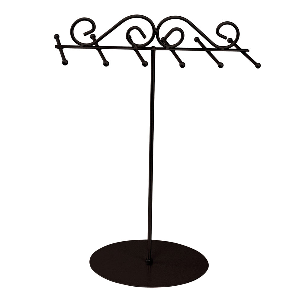 Music Metal Displays — Scroll T-Bar — 11 x 7 x 15 1/4" H (necklace/bracelet) — Black