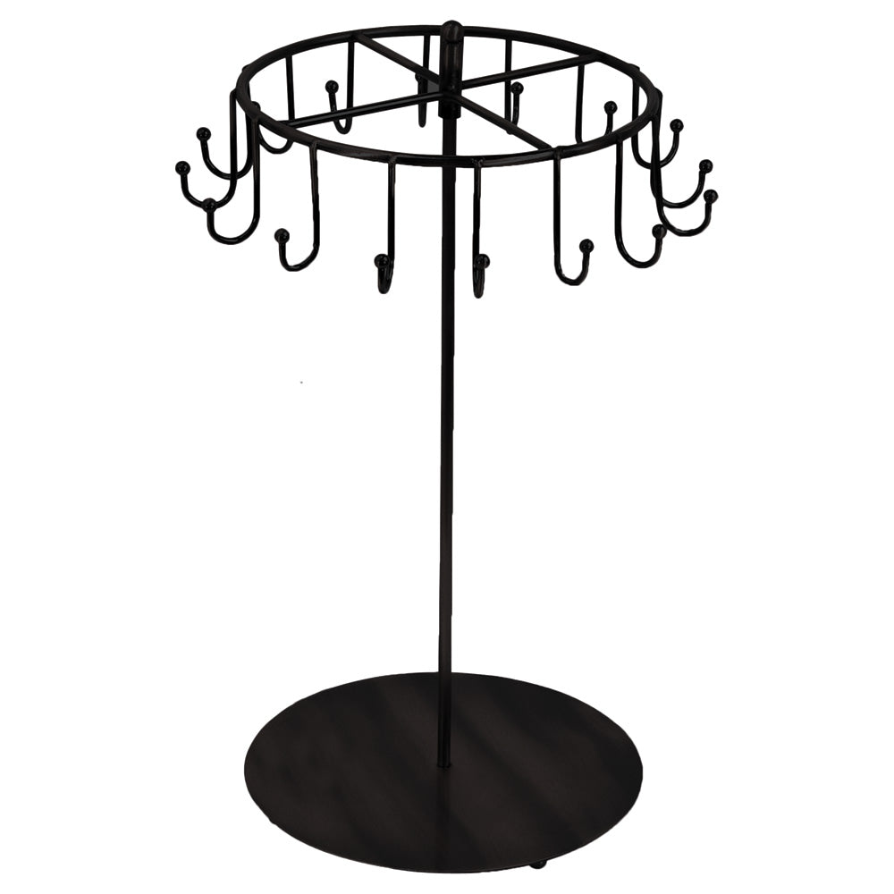 Rotating Earring Metal Rack Displays — 15 Hooks — 8 1/2 x 14" H — Black